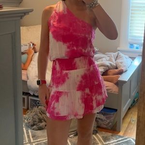 One Shoulder Tie Die Dress